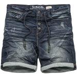 Sublevel Heren sweatjeans shorts korte broek bermuda zomer sweatbroek slim, Donkerblauw-gebruikt, 30W