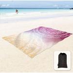 Sunlit Mandala Design, zijdeachtig, zacht, zandvrij, stranddeken, zandbestendige mat met hoekzakken en mesh-zak, 215 x 183 cm, voor strandfeest, reizen, camping en outdoor, muziekfestival, paars