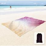 Sunlit Zijdezachte 266 cm x 205,7 cm Boho zandbestendige stranddeken zandbestendige mat met hoekzakken en netzak voor strandfeest, reizen, camping en outdoor muziekfestival, oranje paarse mandala