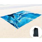 Sunlit Zijdezachte stranddeken, zandbestendige mat met hoekzakken en netzak, 215 x 183 cm voor strandfeest, reizen, camping en outdoor muziekfestival, oceaanblauw waterstroom, drijfzand