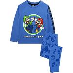 Super Mario Pyjama Luigi Jongens Lange Mouwen Kids Blue T-shirt & Broek PJ's 7-8 jaar