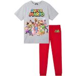 Super Mario Pyjama voor Jongens, Mooie Katoenen Pyama voor Kinderen en Tieners, Pyjama Set Kind met Grijze T Shirt en Rode Lange Pyjamabroeken, Cadeau Jongen (Grijs, 13-14 Jaar)