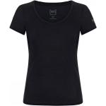 Zwarte Merinowollen Ademende V-hals T-shirts V-hals voor Dames 