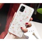 Roze Siliconen Krasbestendig Bloemen Samsung Galaxy A51 Hoesjes 2019 type: Bumper Hoesje met Glitter 