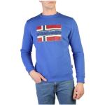 Blauwe Polyester NAPAPIJRI Effen sweatshirts  voor de Herfst Ronde hals  in maat S in de Sale voor Heren 