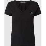 Zwarte Stretch Calvin Klein Jeans V-hals T-shirts V-hals  in maat S Bio voor Dames 