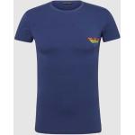 Donkerblauwe Stretch Emporio Armani Effen T-shirts Ronde hals in de Sale voor Heren 