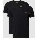 Zwarte Emporio Armani Effen T-shirts V-hals 2 stuks voor Heren 