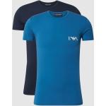 Blauwe Stretch Emporio Armani Effen T-shirts Ronde hals 2 stuks voor Heren 