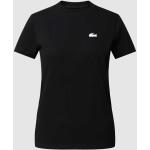 Zwarte Polyester Lacoste Effen T-shirts Ronde hals voor Dames 
