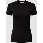 Zwarte Lacoste Effen T-shirts Ronde hals voor Dames 