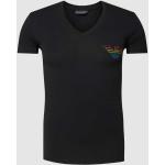 Zwarte Emporio Armani Effen T-shirts V-hals voor Heren 