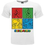 T-shirt Super Mario, officiële Mario Luigi Yoshi Bowser, 4 wijzerplaten, wit, T-shirt origineel, Wit, 9-11 jaar