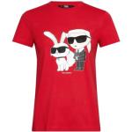 Rode Karl Lagerfeld T-shirts met ronde hals Ronde hals  in maat XS met motief van Konijn Bio in de Sale voor Dames 