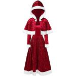 Gothic Rode Stretch Batik Jurken met lange mouwen  voor een Kerstmis  in maat XXL met Lange mouwen voor Dames 