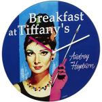 TFA Dostmann analoge glazen wandklok CINEMA LEGENDS, 60.3059.10, retro-stijl, glazen wijzerplaat met hoogwaardige"Audrey Hepburn" print, ⌀ 30 cm
