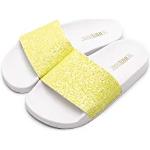The White Brand Unisex kinderen glitter mat peeptoe sandalen, Geel Neon Geel Neon Geel Geel, 31 EU