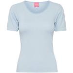 Lichtblauwe Nylon T-shirts met ronde hals Ronde hals  in maat XL voor Dames 