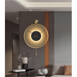 Timelles Gold Led Black Core - 60 Diameter, Modern Decorative Metal Wall Clock Meta-040140044