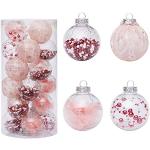Roze Kunststof Kerstballen met motief van Ornament 