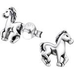 Zilveren Zilveren Oorstekers  voor een Verjaardag met motief van Paarden voor Meisjes 