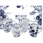 Blauwe Porseleinen magnetronbestendige Tokyo Design Studio Koffiekopjes & koffiemokken 4 stuks 