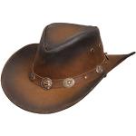 Tombstone Leather Hat heren hoed cowboy hoed, Bruin, L