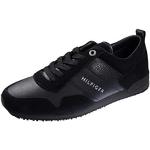 Tommy Hilfiger Heren Runner Sneaker Iconic Leather Suede Mix Runner sportschoenen, zwart, 42 EU