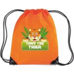 Oranje Nylon Gymtassen met motief van Tijgers voor Kinderen 