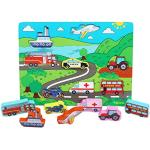 Toys of Wood Sinterklaas Vervoer Puzzels 6 - 12 maanden met motief van Bus voor Babies 