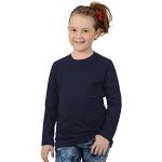 Marine-blauwe Trigema Kinder T-shirt lange mouwen  in maat 116 voor Meisjes 