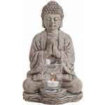 Grijze Keramieken Waxinelichthouders met motief van Boeddha 
