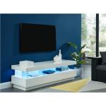 TV-meubel FABIO - Wit gelakt MDF - LEDs - 3 lades en 3 nissen
