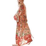 Bohemian Witte Chiffon Bloemen Kimono's  voor de Zomer  in Grote Maten  in Onesize voor Dames 