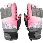 Ultrasport Advanced Rocky Ski-handschoenen, voor kinderen, zwart/grijs/wit/roze, 12-14 jaar