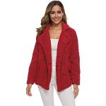 Casual Rode Fleece Korte winterjassen  voor een Stappen / uitgaan / feest  voor de Lente  in maat XL voor Dames 