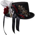 Steampunk Zwarte Bloemen Carnavalshoeden  in maat L 58 met motief van Halloween voor Dames 