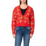 Urban Classics Dames Dames Korte Oversized Kerstmis Cardigan Sweatshirt, rood/goud., 3XL
