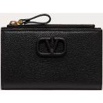 Valentino Garavani Vlogo Signature Grainy Calfskin Cardholder Wth Zipper Women Black 100% Pelle Di Vitello - Bos Taurus OneSize