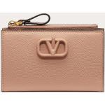 Valentino Garavani Vlogo Signature Grainy Calfskin Cardholder Wth Zipper Women Rose Cannelle 100% Calfskin OneSize