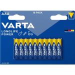 VARTA Longlife Power AAA Micro LR03 Batterij (verpakking met 10 stuks) Alkaline Batterij - Made in Germany - ideaal voor speelgoed zaklamp controller en andere apparaten op batterijen