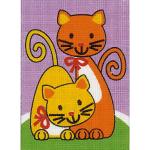 Multicolored Acryl Vervaco Handgeschilderde schilderijen  in 13x18 met motief van Katten 