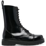 Zwarte Kalfsleren Valentino Garavani Combat boots  voor de Herfst  in maat 45 met Vetersluitingen in de Sale voor Heren 