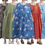 Casual Linnen Bloemen Chique jurken met Halve mouwen met motief van Koffie voor Dames 