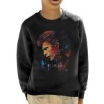 VINTRO David Bowie Earring Kid's Sweatshirt origineel portret door Sidney Maurer professioneel afgedrukt - zwart - M