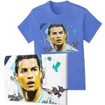 VINTRO Ronaldo Voetbal Geschenken Bundel voor Jongens Kids T-Shirt en Canvas Wall Art Schilderen Poster voor Slaapkamer Home Decor, Royal Blauw, 5-6 jaar