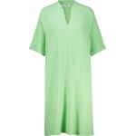 Groene Linnen V-hals jurken V-hals  in maat XXL met Driekwart mouwen voor Dames 