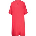 Rode Linnen V-hals jurken V-hals  in maat XXL met Driekwart mouwen voor Dames 