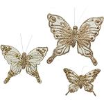 Gouden Kunststof Decoris Kersthangers met motief van Vlinder 