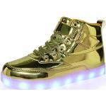 Gouden LED / Oplichtend / Gloeiend LED sneakers & Lichtgevende Sneakers  voor een Stappen / uitgaan / feest  in maat 34 met Klittenbandsluitingen voor Jongens 